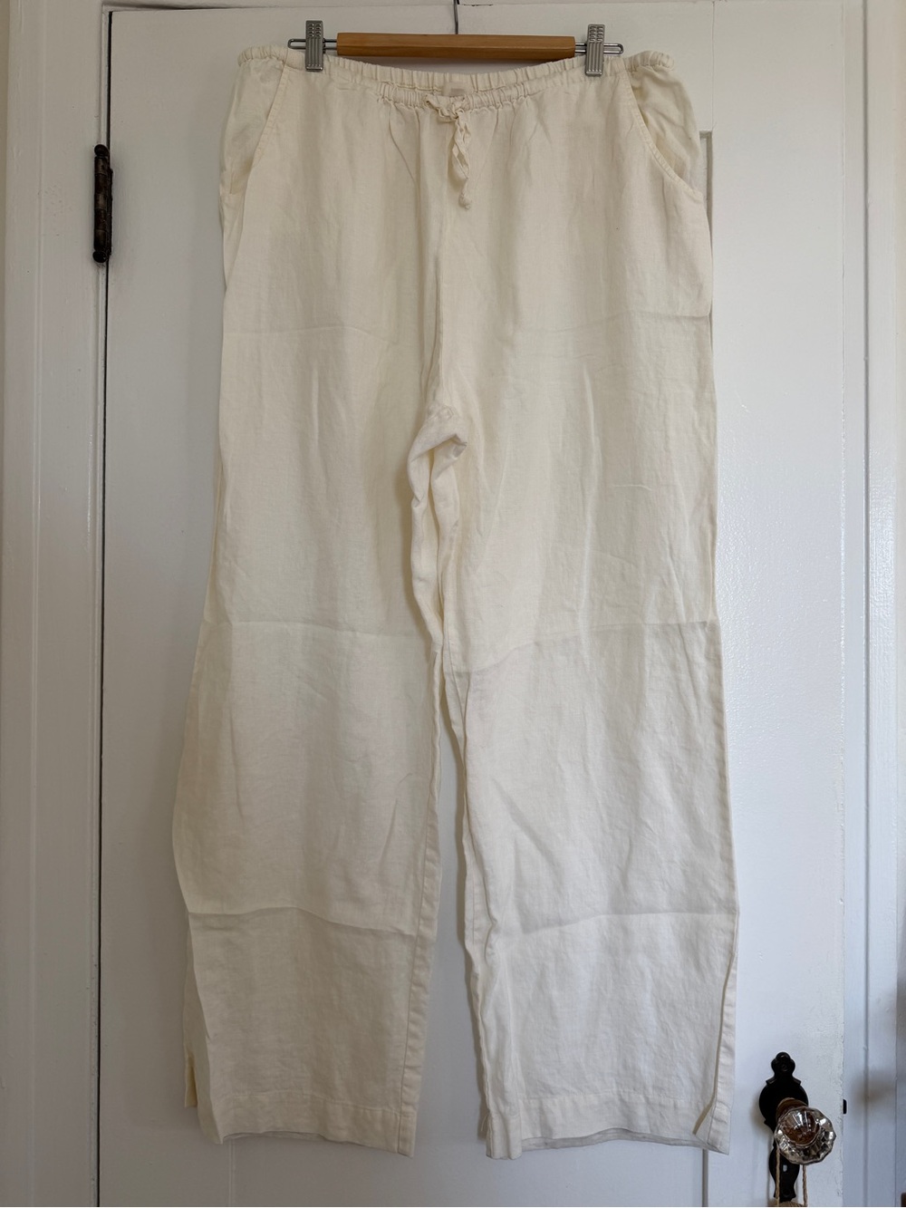 Donni Cream Linen Relaxed Drawstring Pants